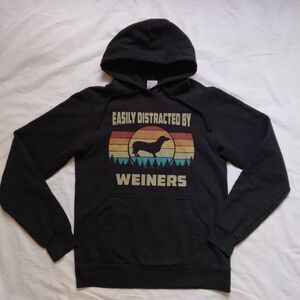 Easily Distracted By Weiners Black Graphic Sweatshirt Hoodie Dachshund Small